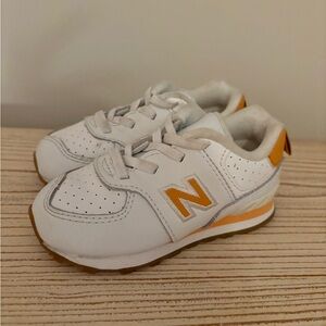 New Balance Kids' White and Orange Sneakers